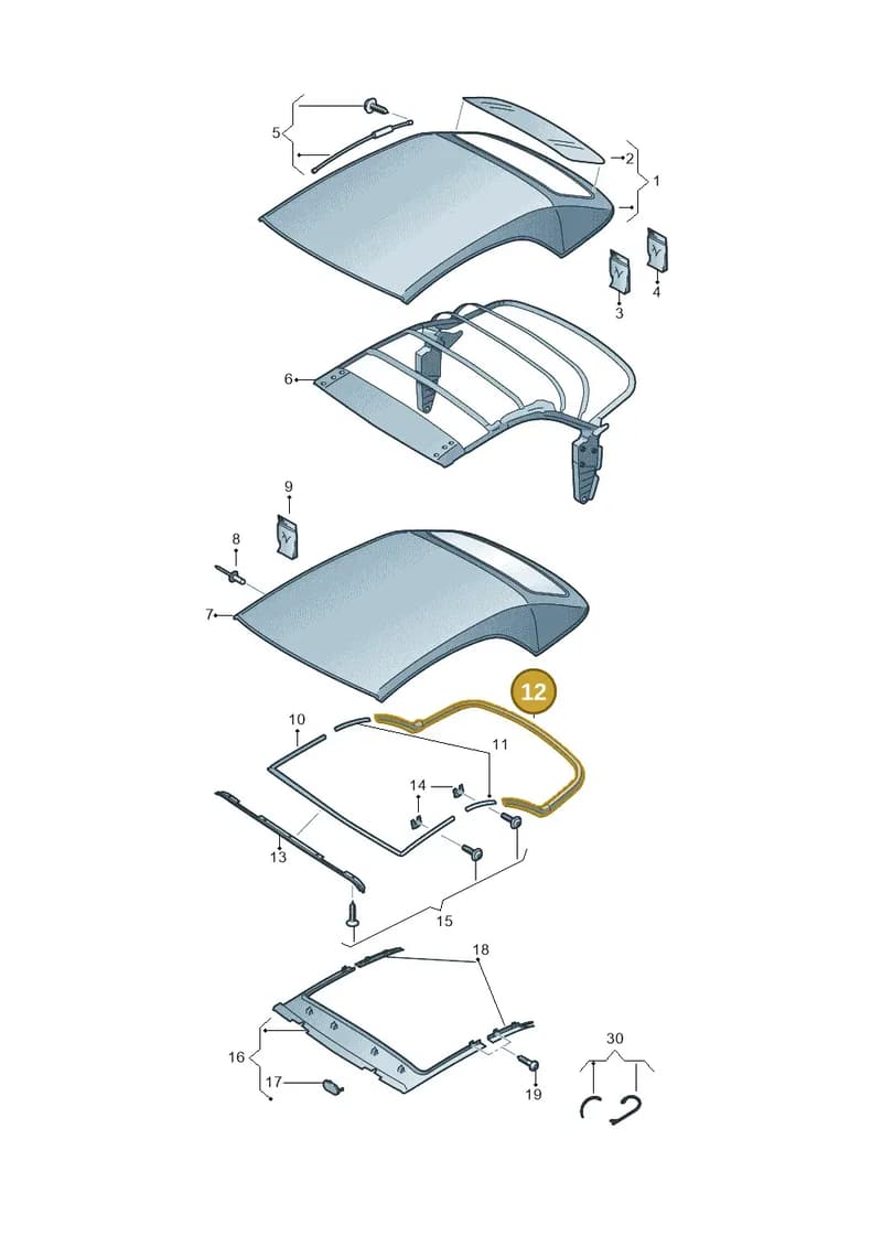 8W7871632 — Audi A5 Cabriolet (2016-2025) diagram 848871000, position 12