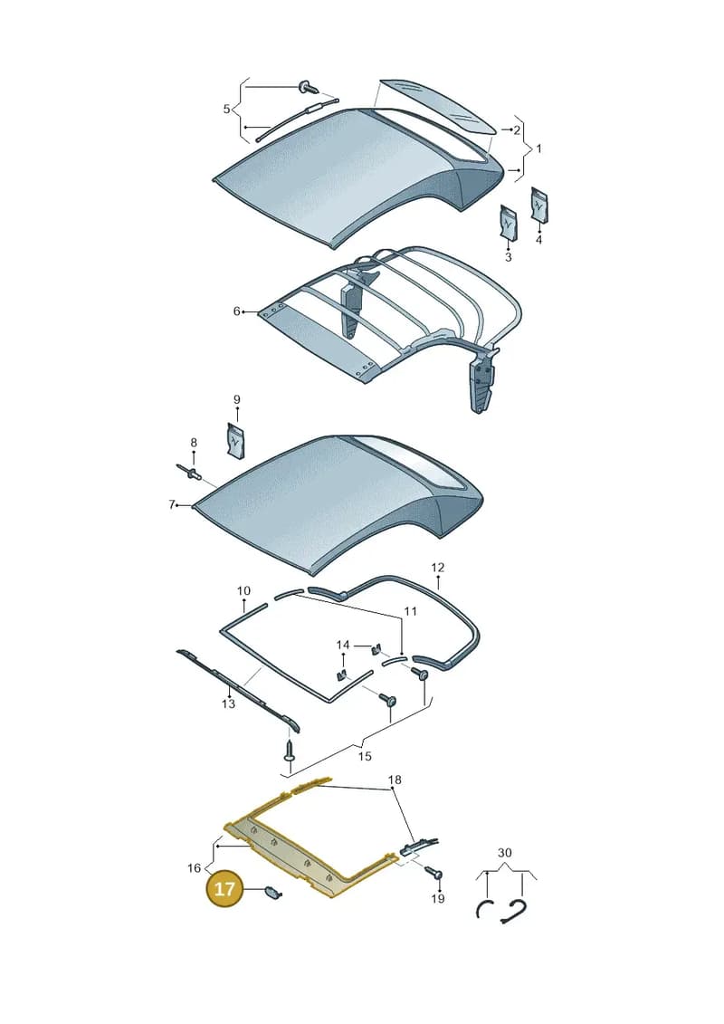 8W7871727 — Audi A5 Cabriolet (2016-2025) diagram 848871000, position 17