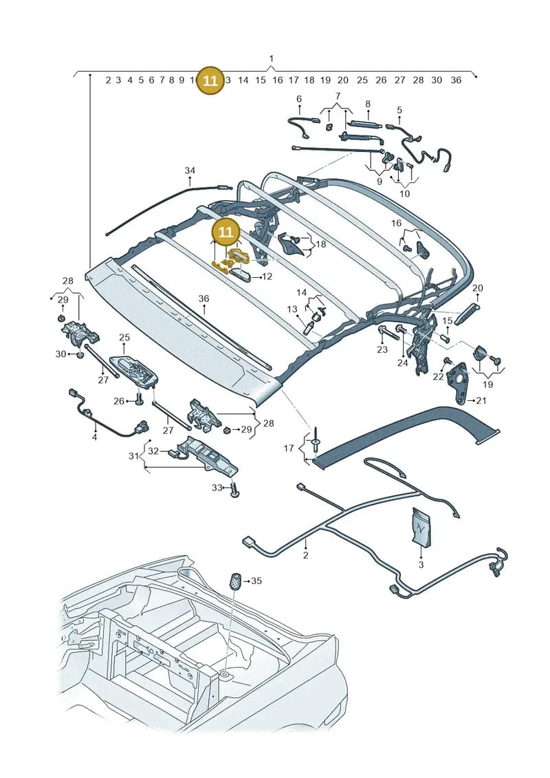 8W7898091 — Audi A5 Cabriolet (2016-2025) diagram 848871100, position 11