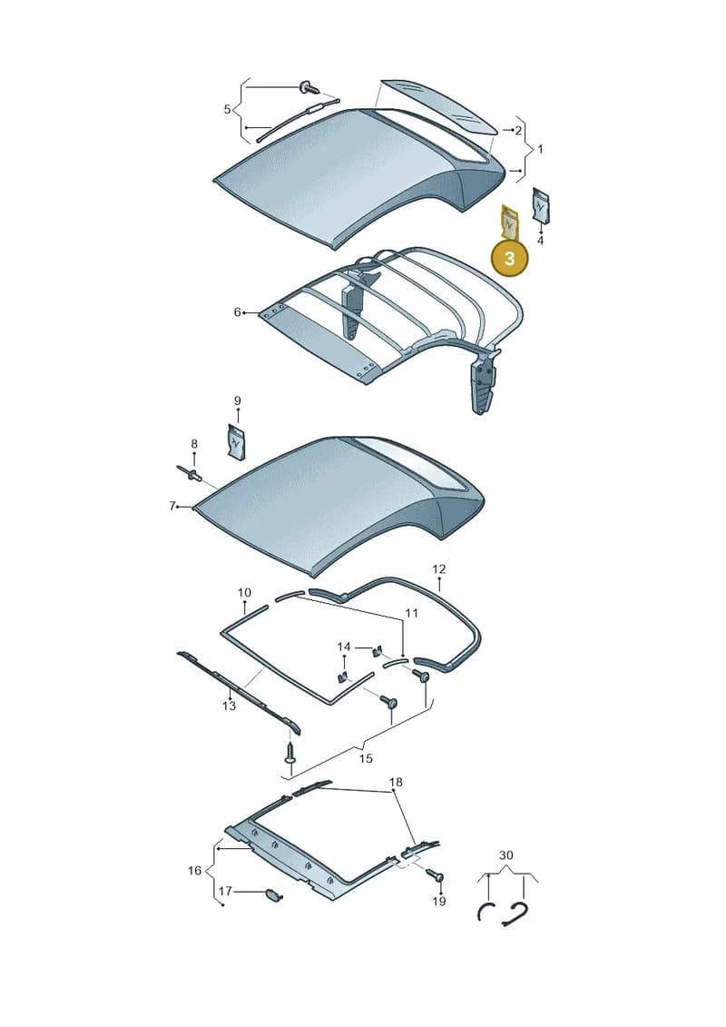 8W7898107A — Audi A5 Cabriolet (2016-2025) diagram 848871000, position 3