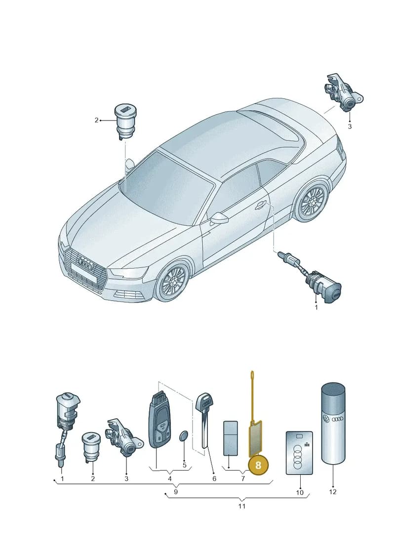 8W7898374BDNOP — Audi A5 Cabriolet (2016-2025) diagram 848837012, position 19+8