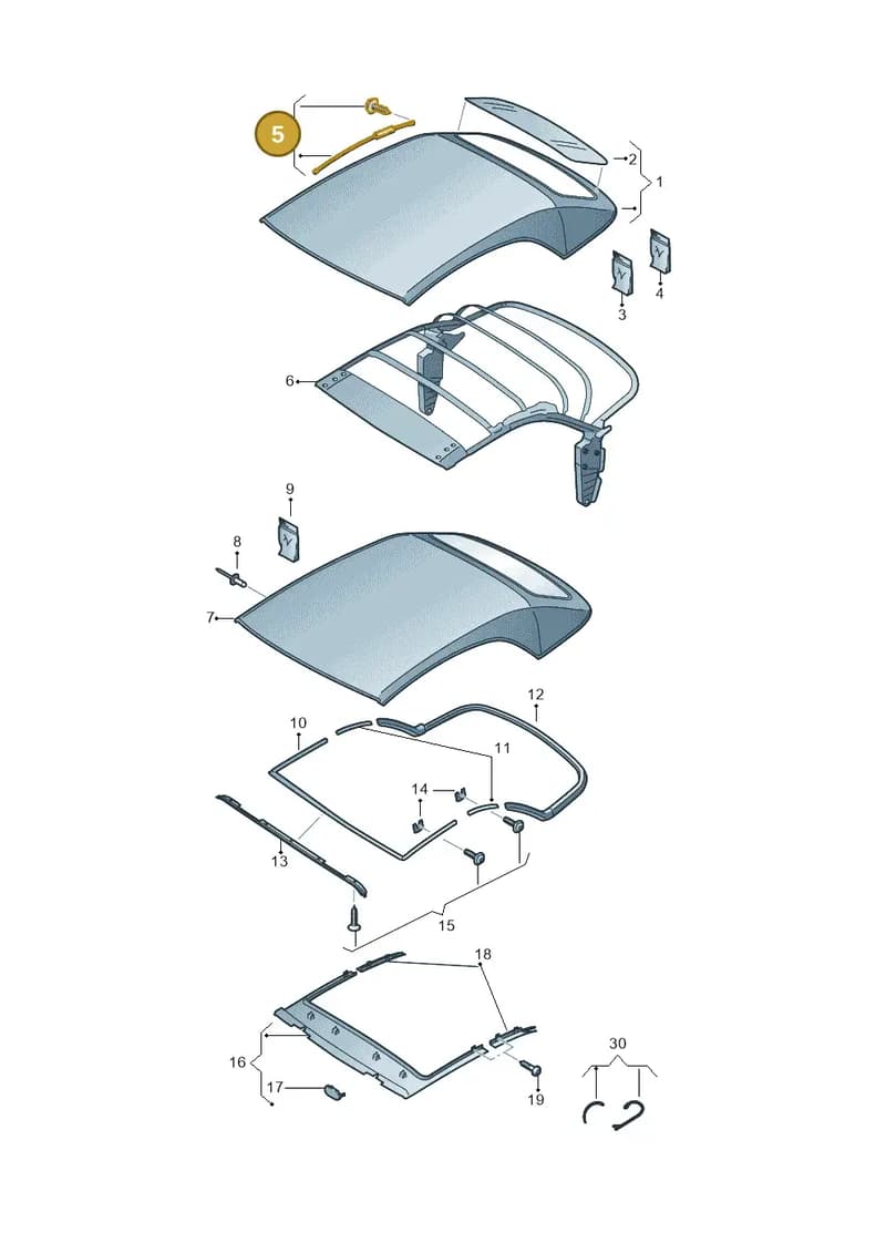 8W7898634 — Audi A5 Cabriolet (2016-2025) diagram 848871000, position 5
