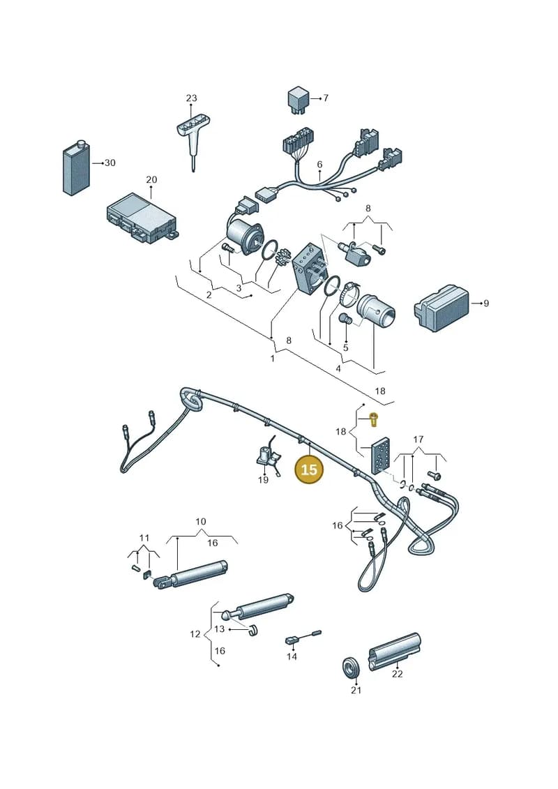 8W7898701 — Audi A5 Cabriolet (2016-2025) diagram 848871020, position 15