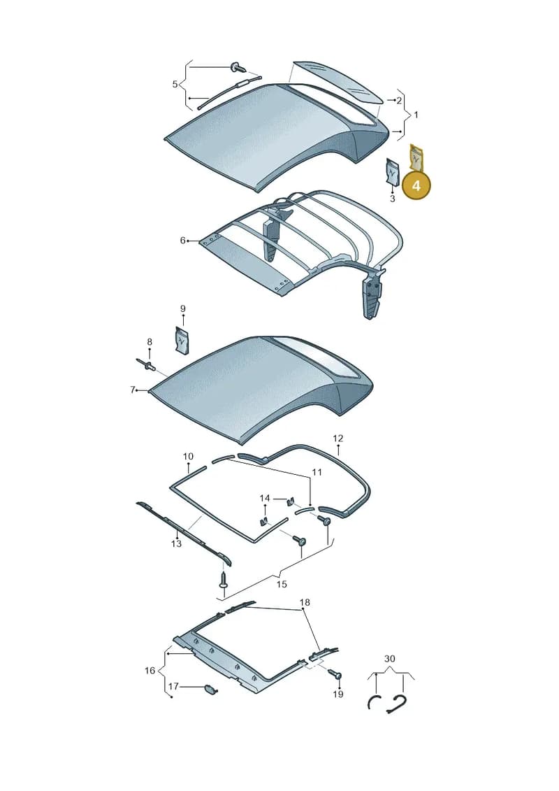 8W7898924 — Audi A5 Cabriolet (2016-2025) diagram 848871000, position 4