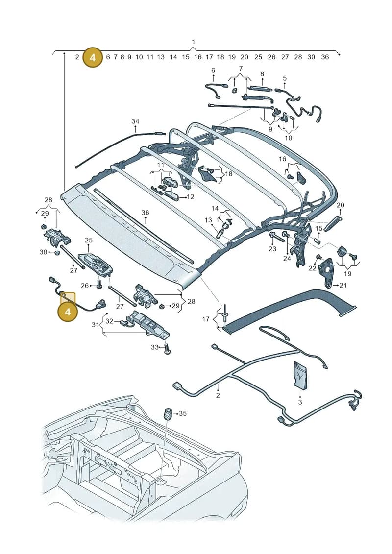 8W7898926A — Audi A5 Cabriolet (2016-2025) diagram 848871100, position 4