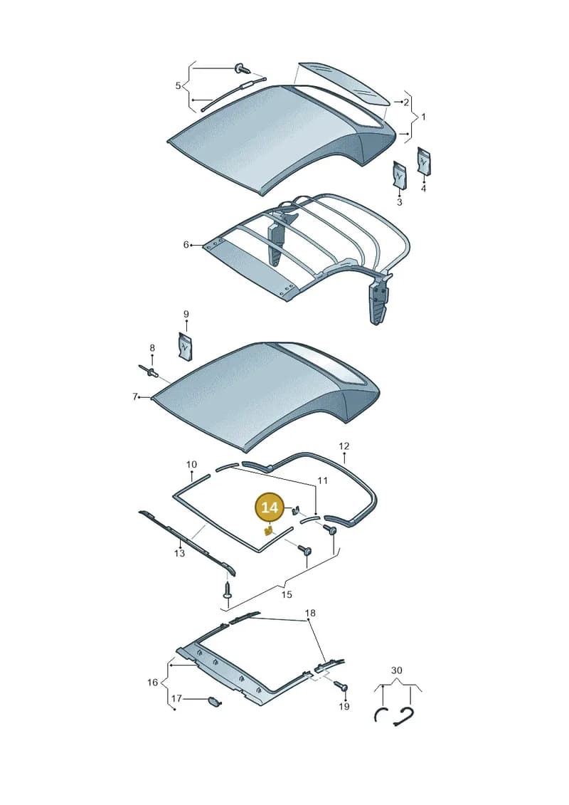 8W7898950 — Audi A5 Cabriolet (2016-2025) diagram 848871000, position 14