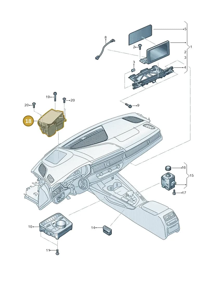 8W7919617A — Audi A5 Cabriolet (2016-2025) diagram 849919000, position 18