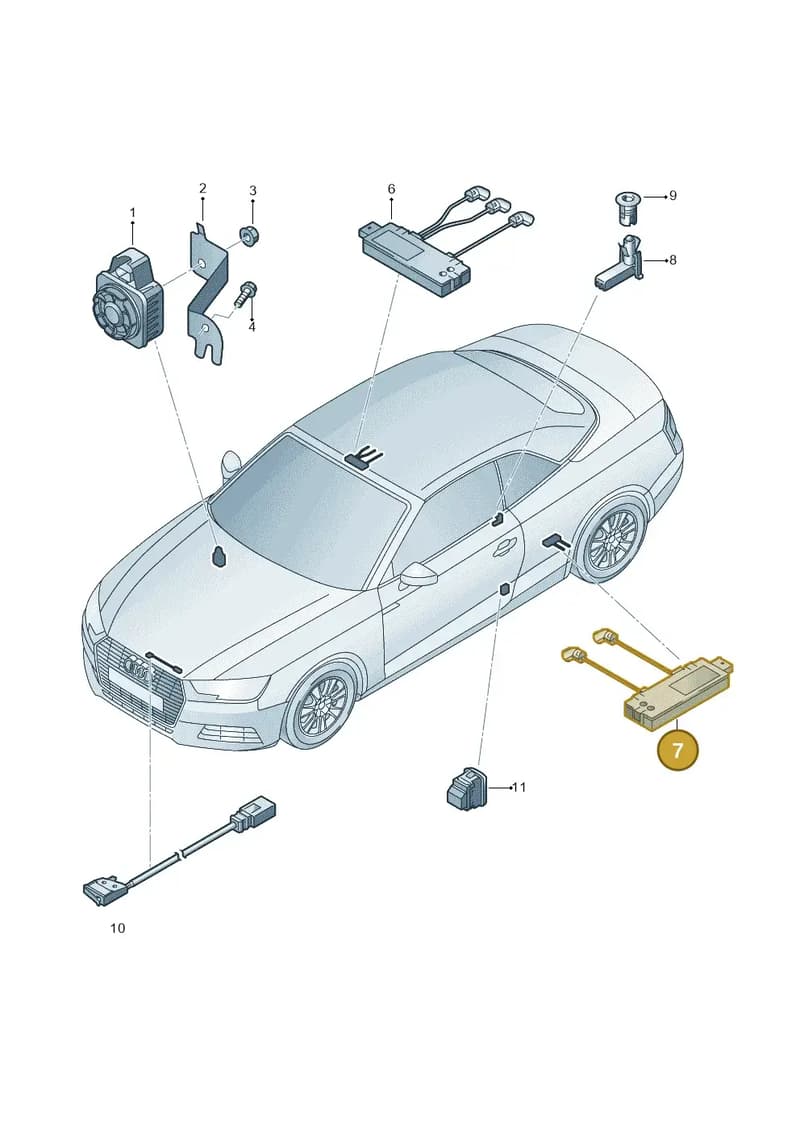 8W7959121 — Audi A5 Cabriolet (2016-2025) diagram 848951400, position 7
