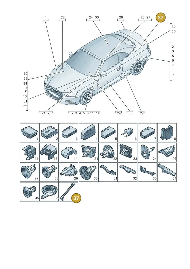 8W7971840 — Audi A5 Cabriolet (2016-2025) diagram 848971780, position 37