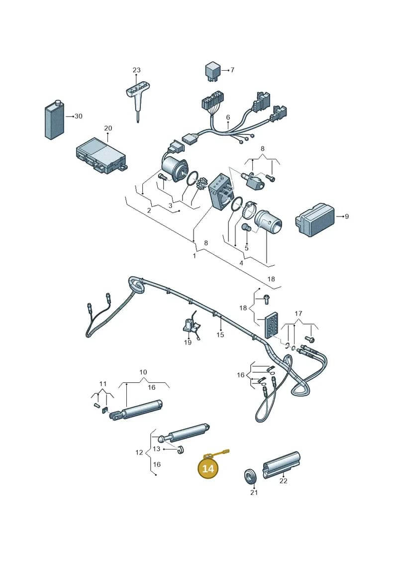 8W7972390 — Audi A5 Cabriolet (2016-2025) diagram 848871020, position 14