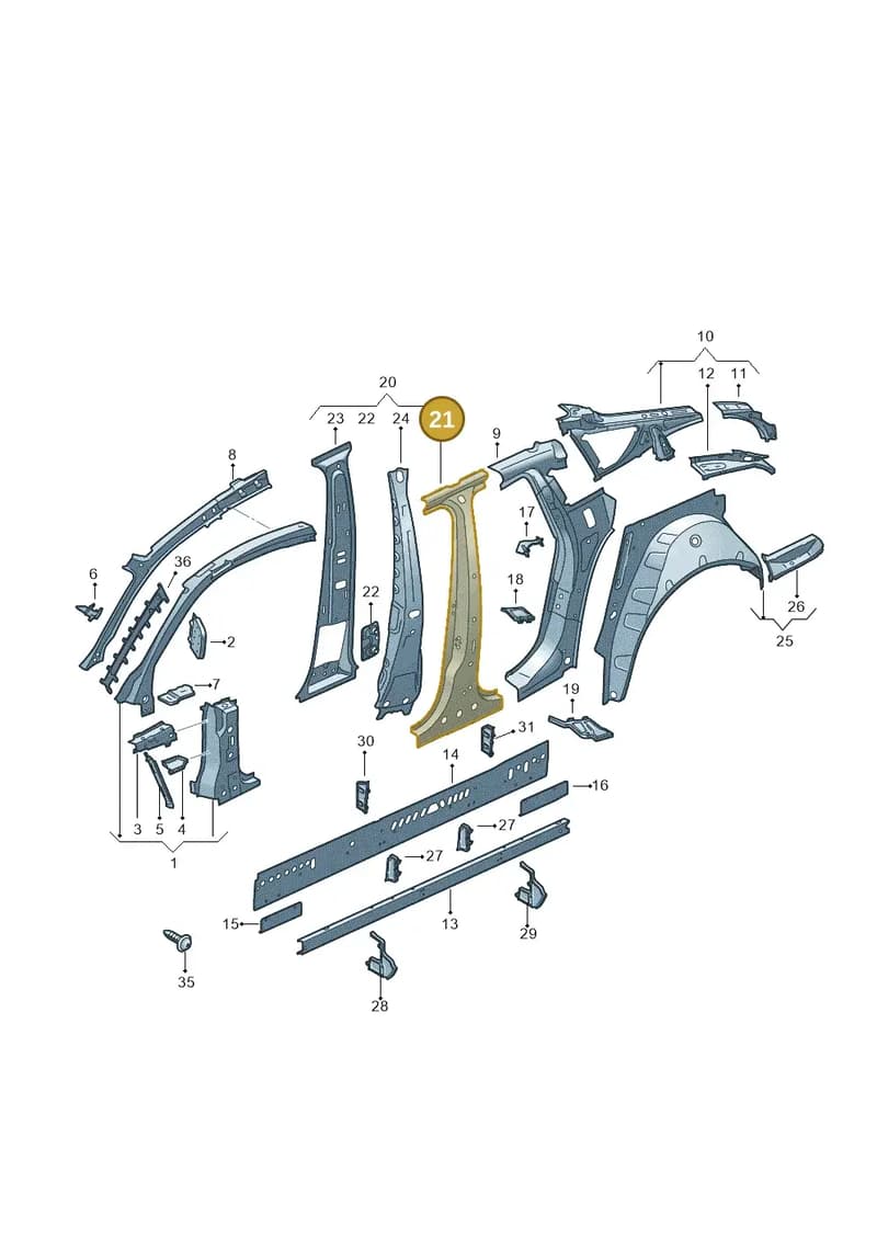 8W8809227 — Audi RS5 Sportback (2017-2025) diagram 897809100, position 21