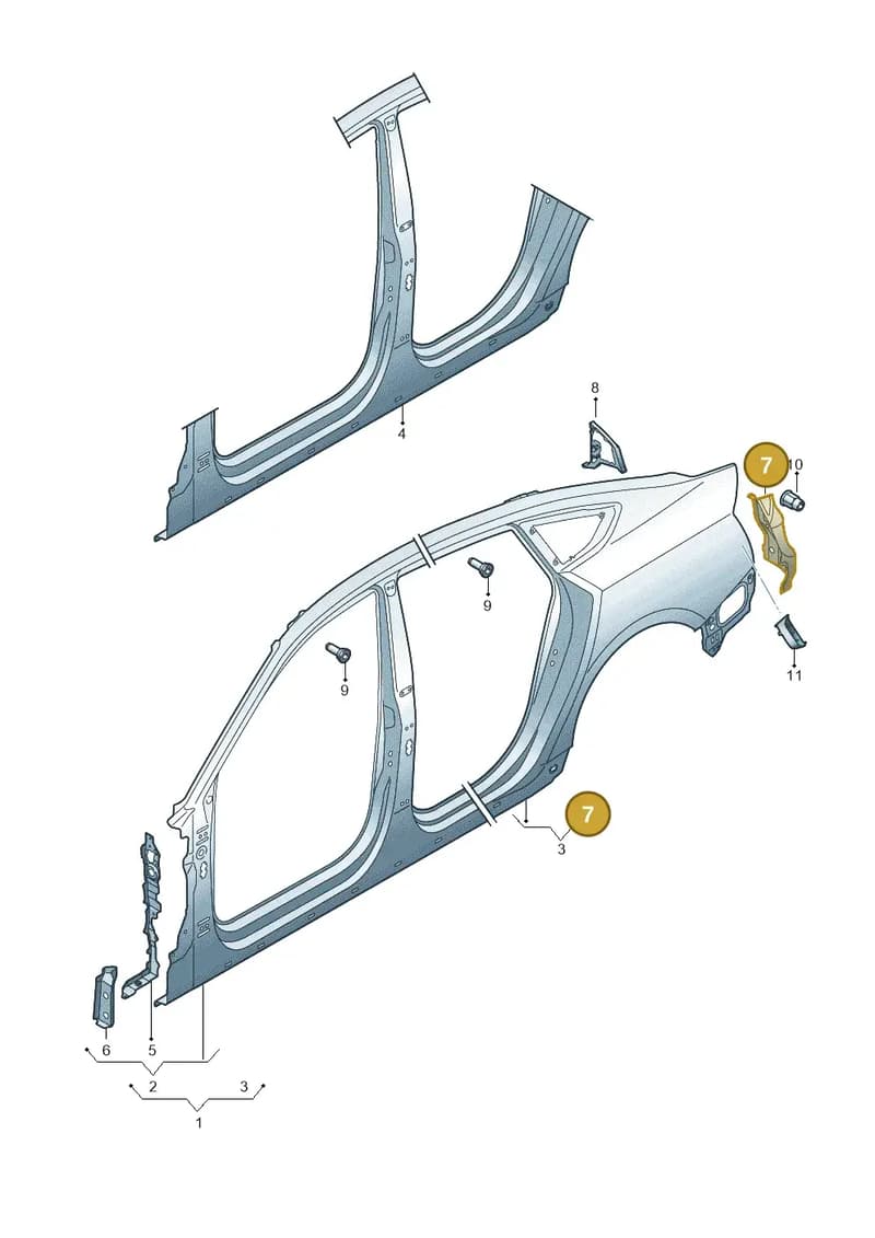 8W8809650A — Audi RS5 Sportback (2017-2025) diagram 847809051, position 7