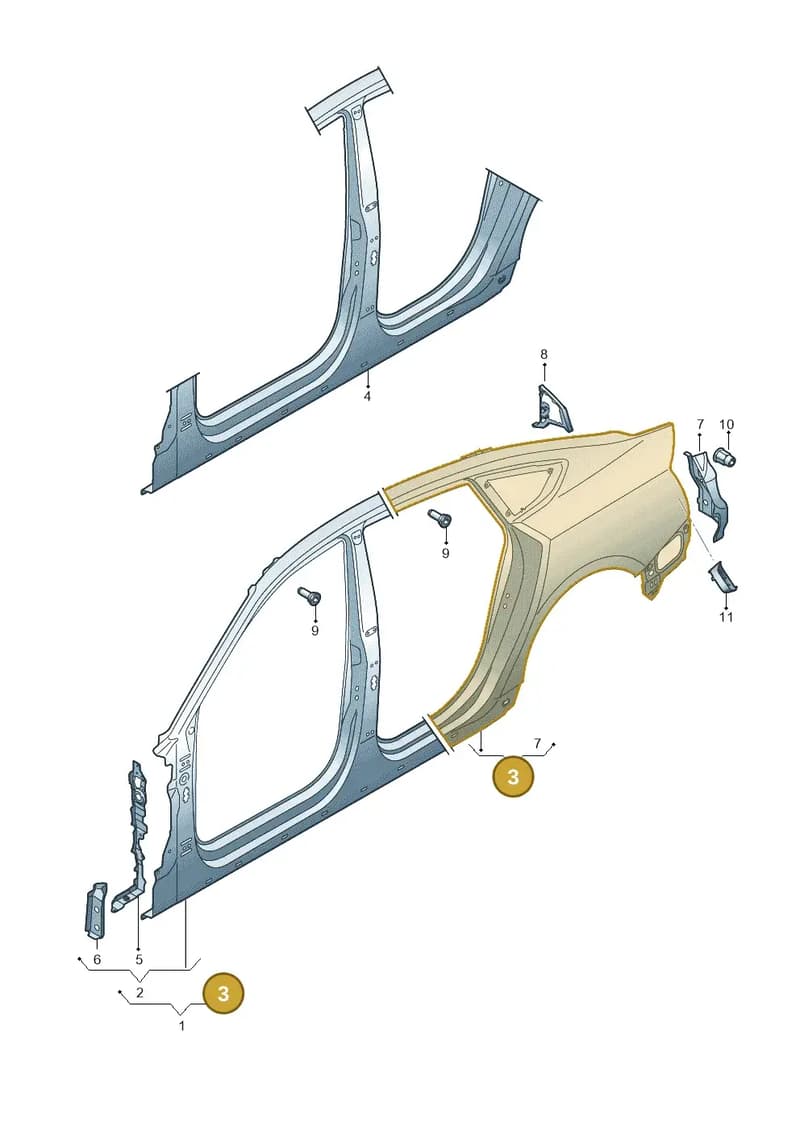 8W8809838A — Audi RS5 Sportback (2017-2025) diagram 847809051, position 3