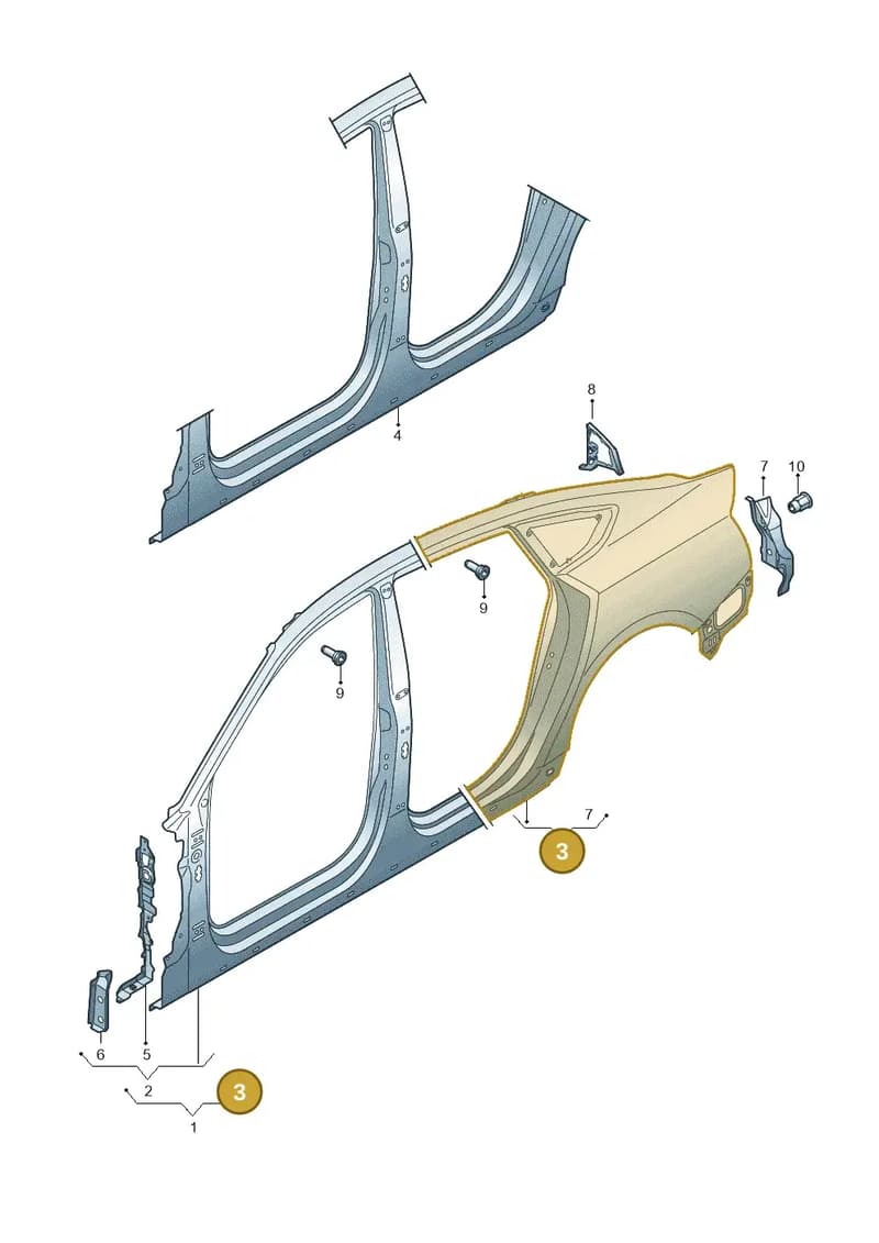 8W8809838 — Audi A5 Sportback (2016-2025) diagram 897809600, position 3