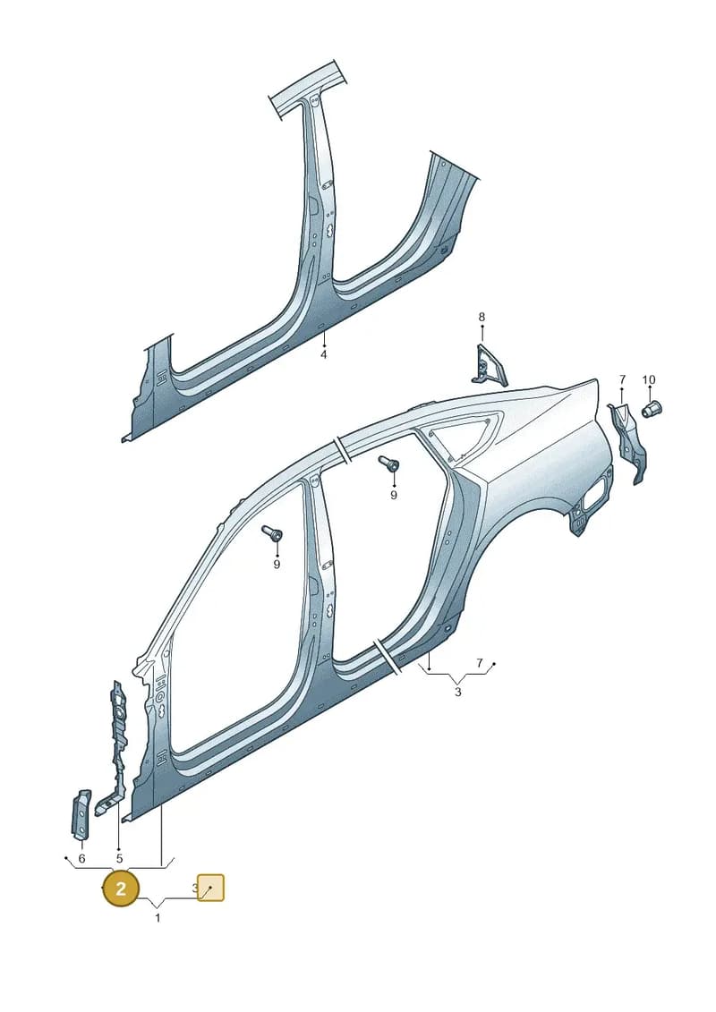 8W8809839 — Audi A5 Sportback (2016-2025) diagram 897809600, position 2
