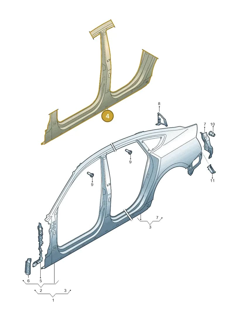 8W8809848A — Audi RS5 Sportback (2017-2025) diagram 847809051, position 4
