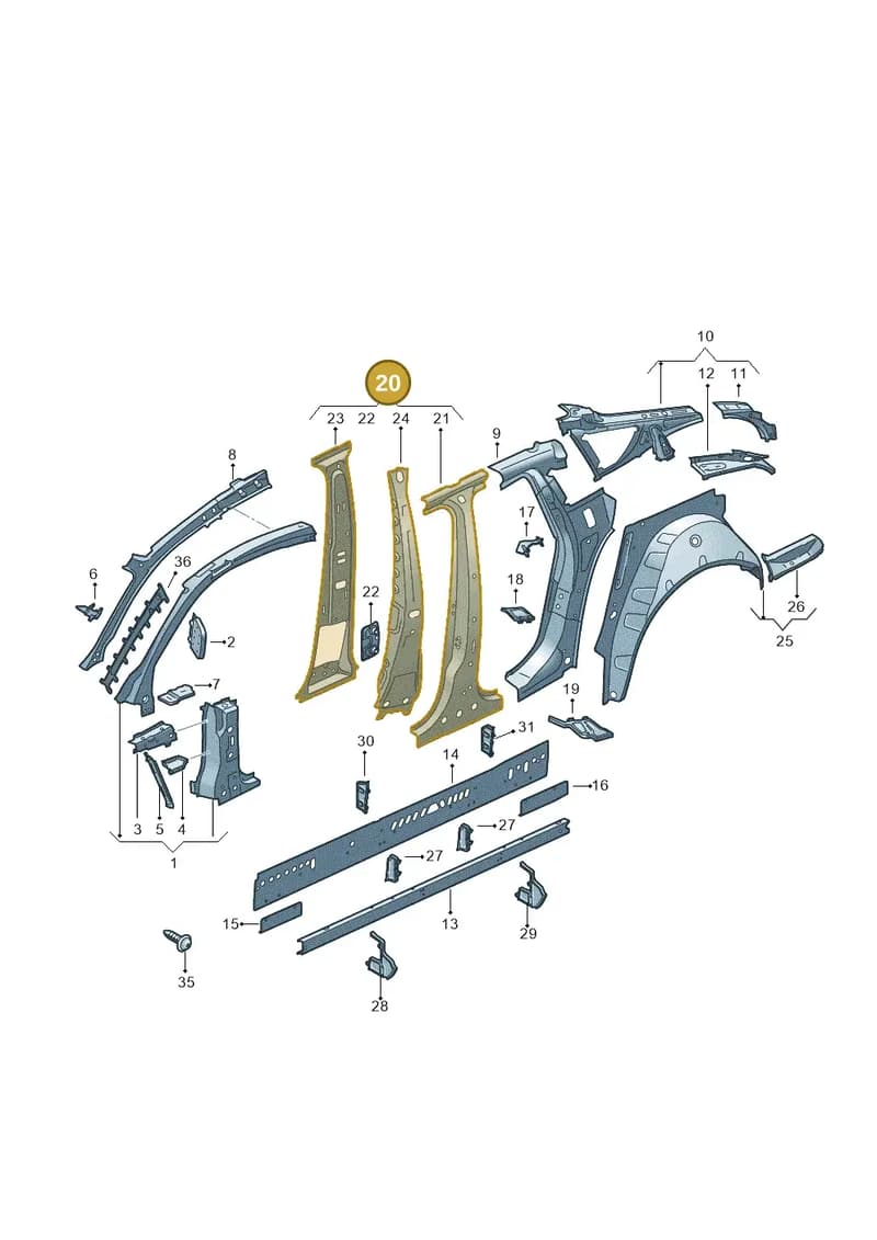 8W8810074 — Audi RS5 Sportback (2017-2025) diagram 897809100, position 20