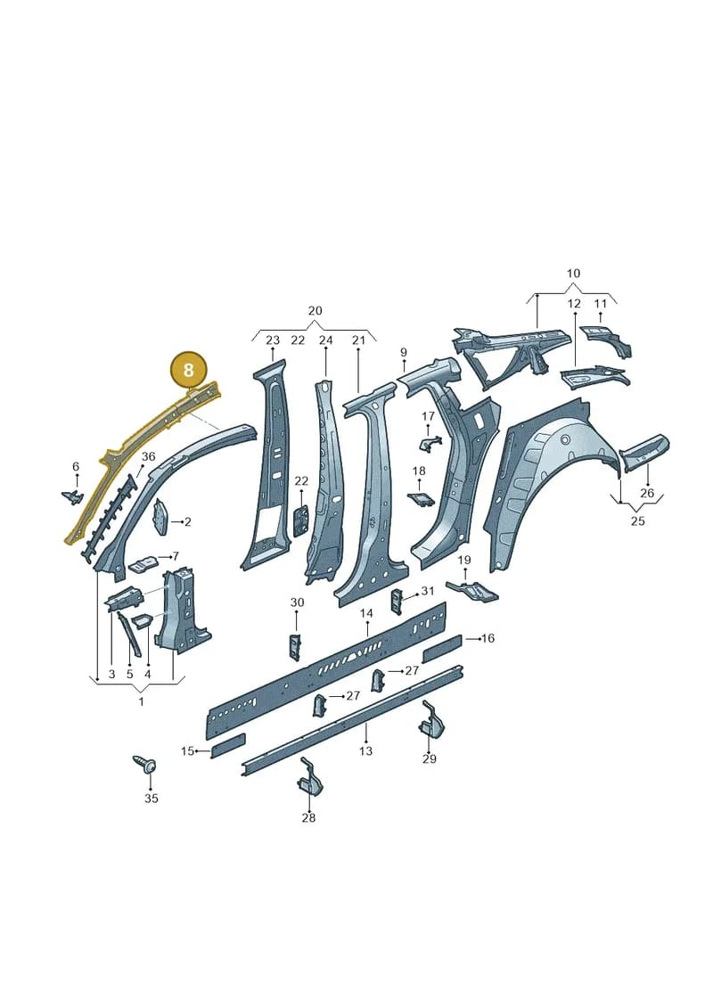 8W8810179 — Audi RS5 Sportback (2017-2025) diagram 897809100, position 8