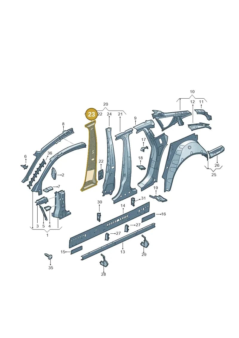 8W8810199 — Audi RS5 Sportback (2017-2025) diagram 897809100, position 23