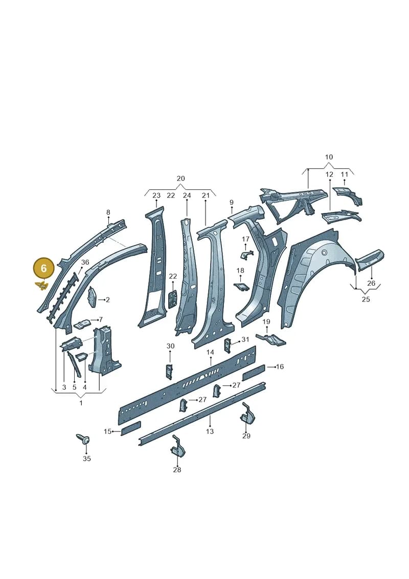 8W8810375B — Audi RS5 Sportback (2017-2025) diagram 897809100, position 6