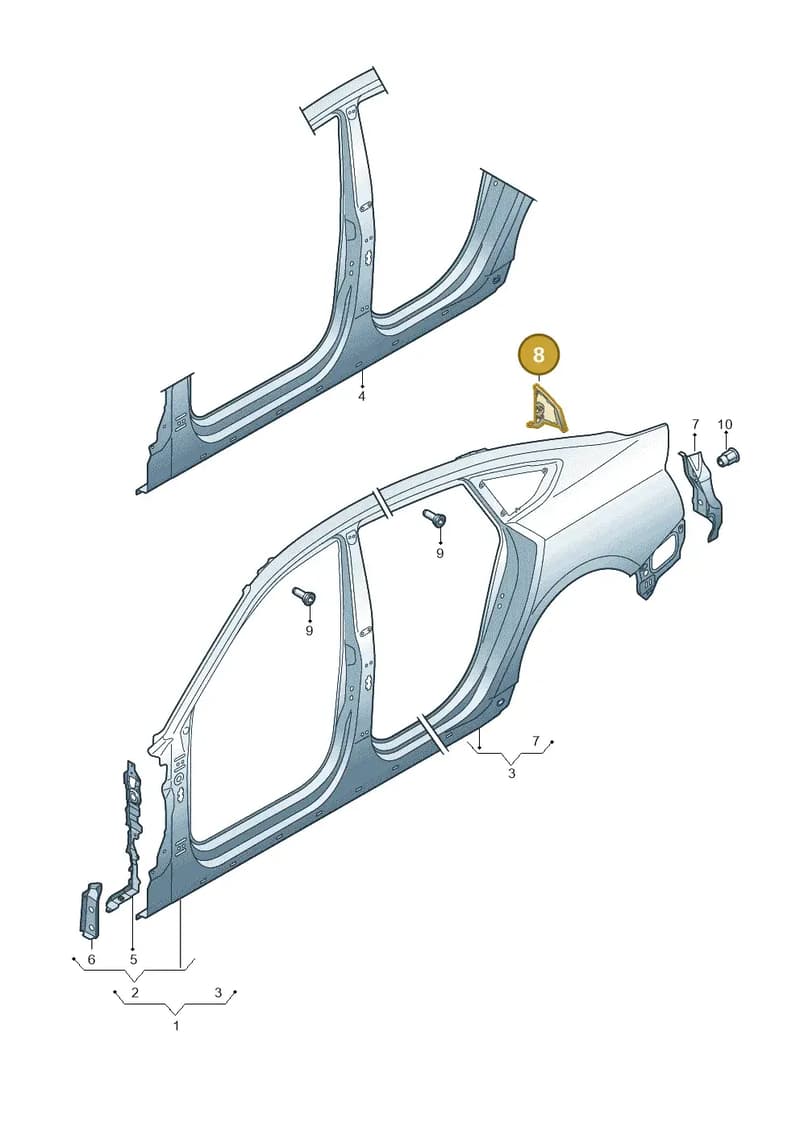 8W8810569 — Audi A5 Sportback (2016-2025) diagram 897809600, position 8