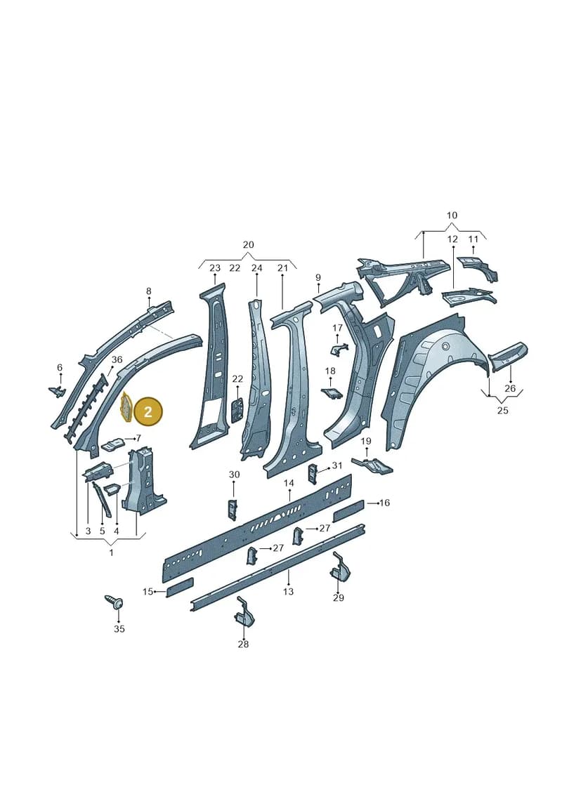 8W8810950 — Audi RS5 Sportback (2017-2025) diagram 897809100, position 2