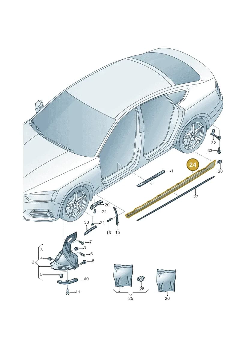 8W8853856AGRU — Audi A5 Sportback (2016-2025) diagram 897853050, position 24