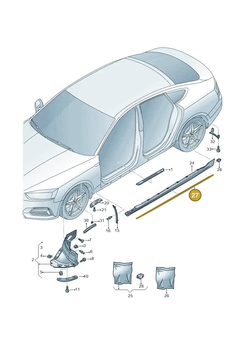8W8854867 — Audi A5 Sportback (2016-2025) diagram 897853050, position 27