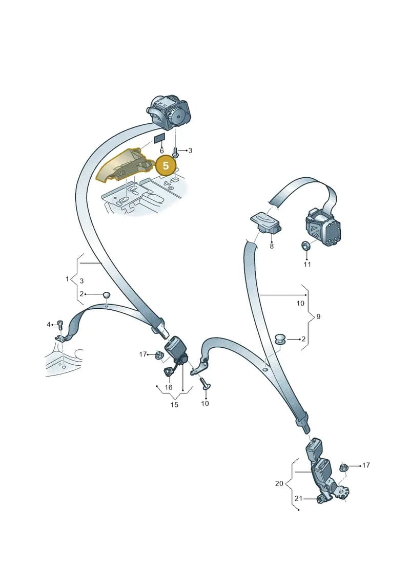 8W8857791DS2 — Audi A5 Sportback (2016-2025) diagram 897857700, position 5