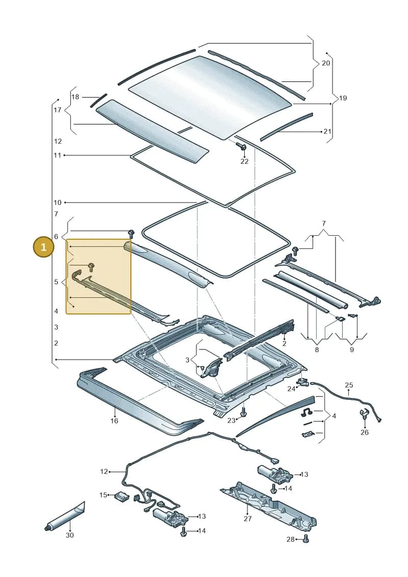 8W8877049 — Audi RS5 Sportback (2017-2025) diagram 897877000, position 1