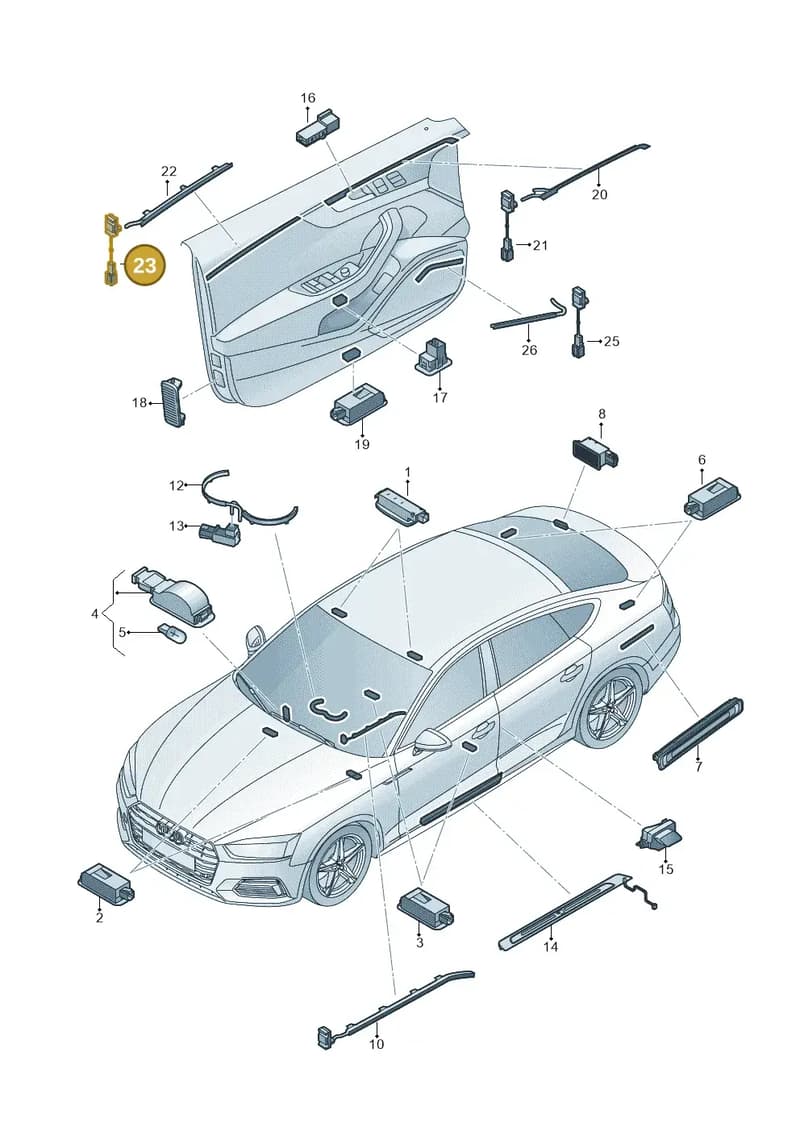 8W8947355H — Audi RS5 Sportback (2017-2025) diagram 897947100, position 23