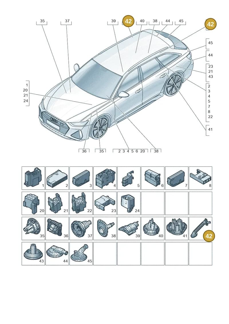 8W8971840 — Audi RS6 Avant (2019-2025) diagram 537971810, position 42