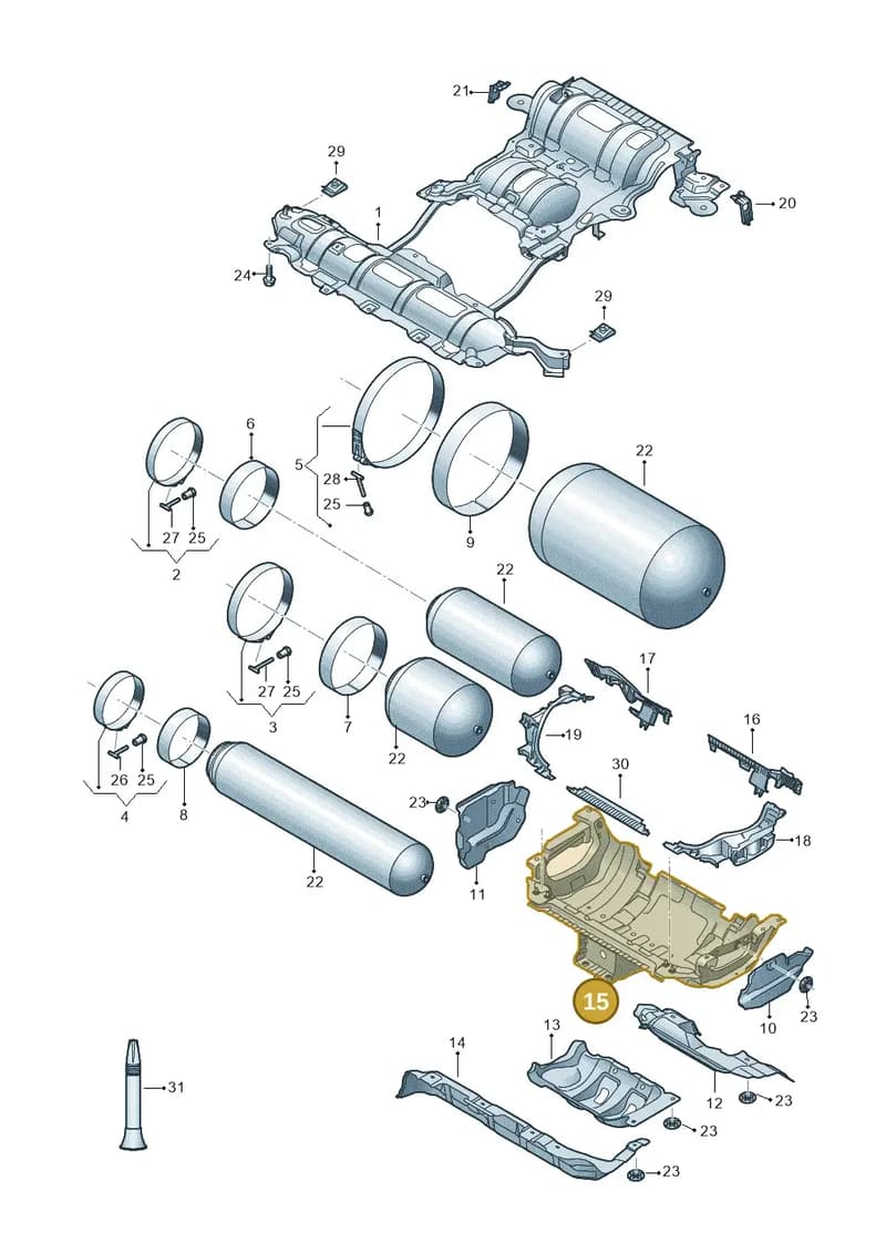 8W9201103C — Audi A5 Sportback (2016-2025) diagram 849201480, position 15