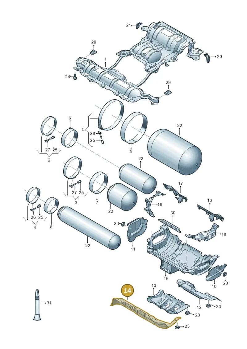 8W9201308D — Audi A5 Sportback (2016-2025) diagram 849201480, position 14