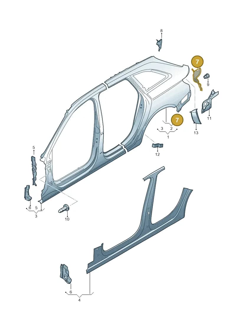 8W9809649A — Audi RS4 Avant (2017-2025) diagram 438809500, position 7