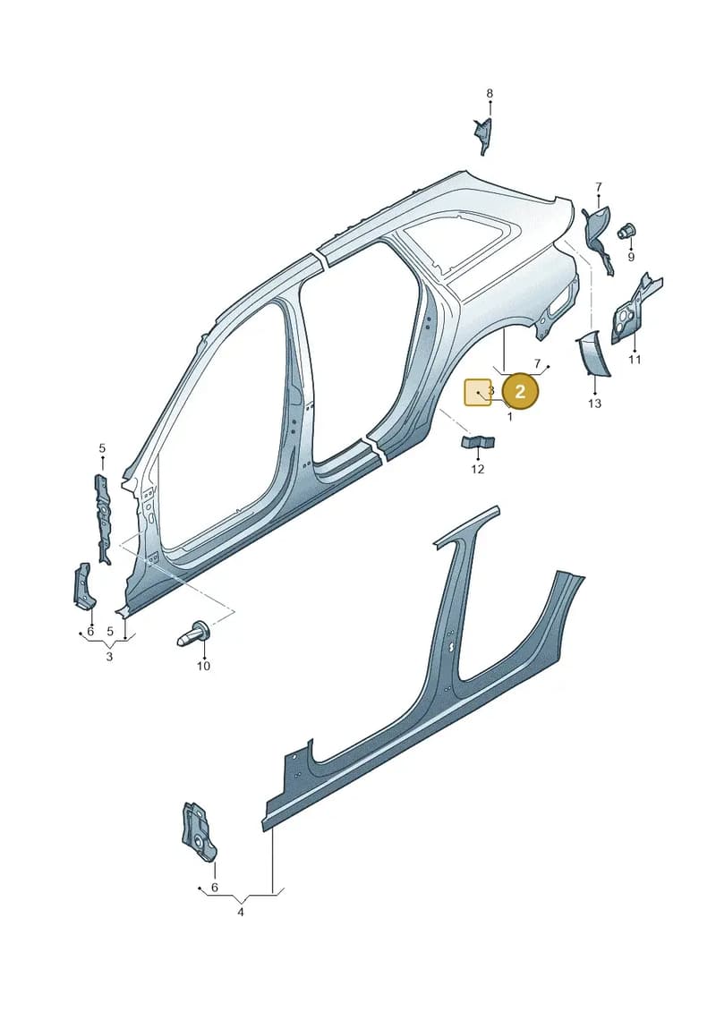 8W9809838B — Audi RS4 Avant (2017-2025) diagram 438809500, position 2