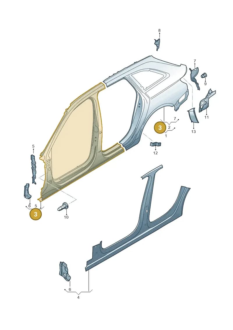 8W9809839B — Audi RS4 Avant (2017-2025) diagram 438809500, position 3