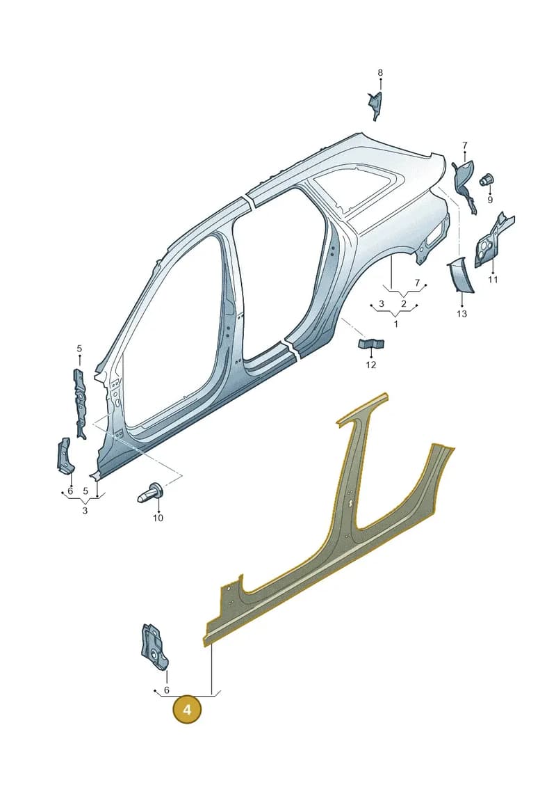 8W9809847B — Audi RS4 Avant (2017-2025) diagram 438809500, position 4