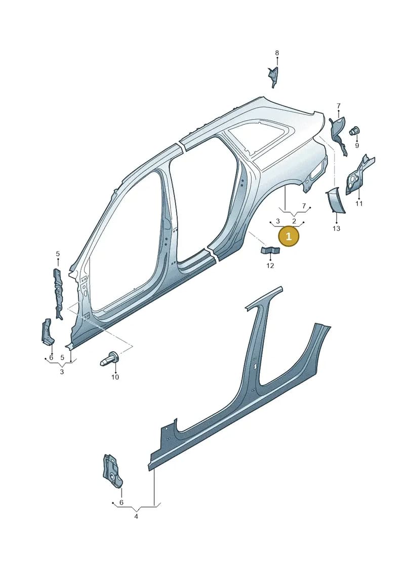 8W9810076TC — Audi RS4 Avant (2017-2025) diagram 438809500, position 1