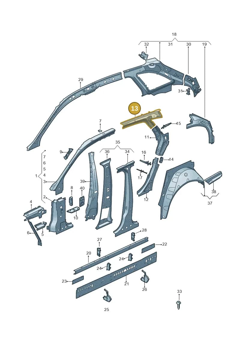 8W9810392A — Audi RS4 Avant (2017-2025) diagram 849809100, position 13