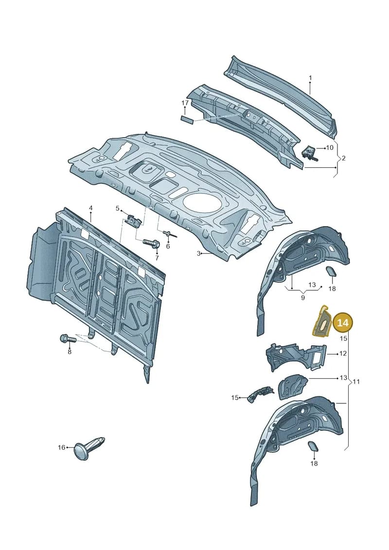 8W9813209 — Audi A4 (2015-2025) diagram 849813000, position 14
