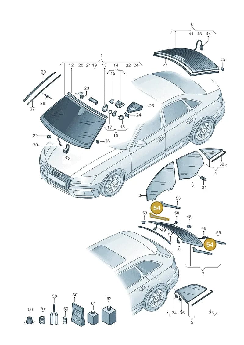 8W9845160A — Audi A4 (2015-2025) diagram 849845000, position 54
