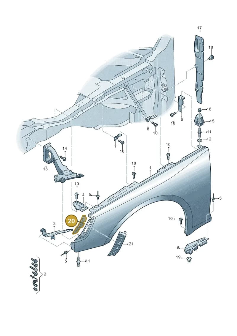 8W9853237 — Audi RS4 Avant (2017-2025) diagram 438821000, position 20