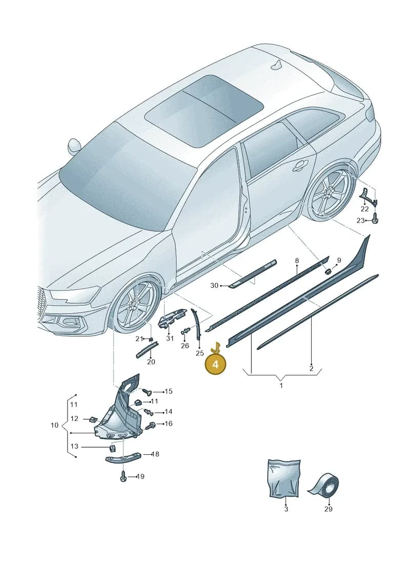 8W9853294 — Audi RS4 Avant (2017-2025) diagram 438853000, position 4