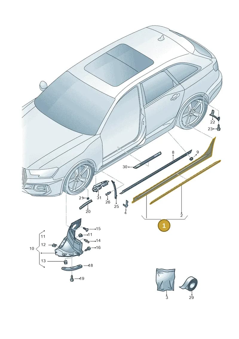 8W9853856FGRU — Audi RS4 Avant (2017-2025) diagram 438853000, position 1