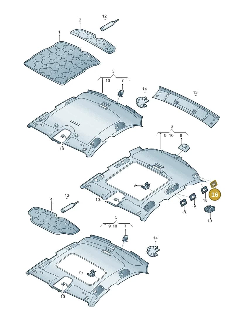 8W9861306A — Audi A4 (2015-2025) diagram 849867550, position 16