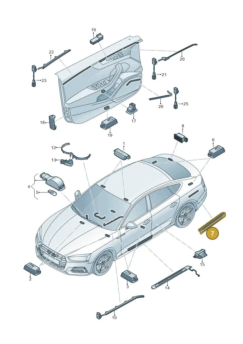 8W9947409 — Audi RS5 Sportback (2017-2025) diagram 897947100, position 7