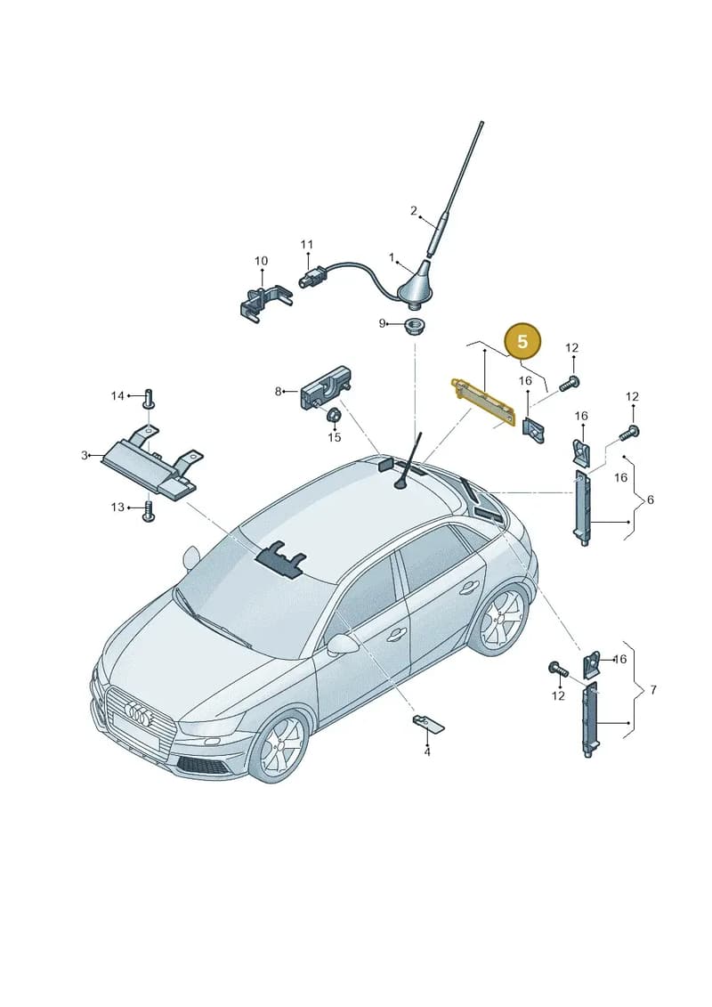 8X0035225B — Audi A1 Sportback (2014-2018) diagram 792035150, position 5