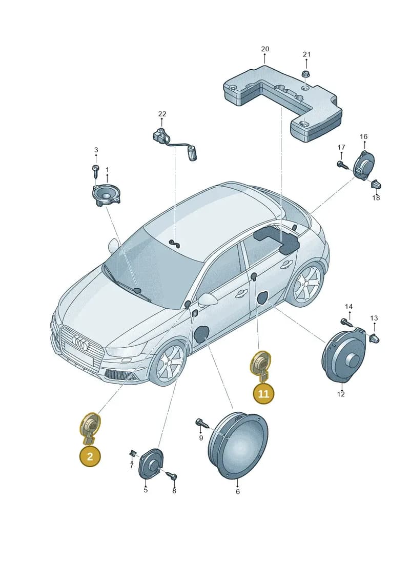 8X0035399B — Audi A1 Sportback (2014-2018) diagram 792035360, position 2+11