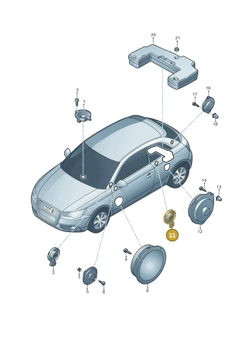 8X0035399D — Audi A1 Sportback (2010-2015) diagram 708035350, position 11